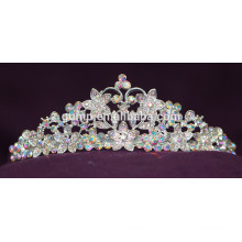 2015 Promotion Flower Design Dernier chapeaux AB Crystal nuptiale Prom Tiara